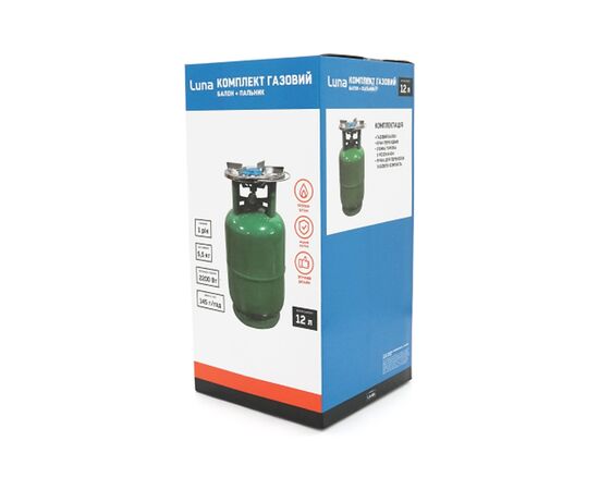 Бытовой газовый баллон Voltronic GL-12 5кг (12л) + пальник 20354 Green (GB/GL-12G), изображение 2 Бытовой газовый баллон Voltronic GL-12 5кг (12л) + пальник 20354 Green (GB/GL-12G), изображение 2