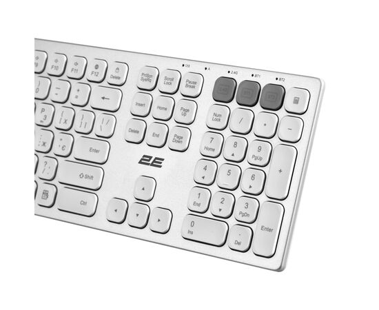 Клавиатура 2E KS270 109key Wireless UA Silver/White (2E-KS270WBWH_UA), изображение 7 Клавиатура 2E KS270 109key Wireless UA Silver/White (2E-KS270WBWH_UA), изображение 7