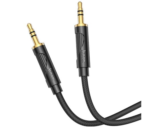 Кабель мультимедийный 3.5mm M to 3.5mm M 1.0m Black HOCO (6942007625463), изображение 2 Кабель мультимедийный 3.5mm M to 3.5mm M 1.0m Black HOCO (6942007625463), изображение 2