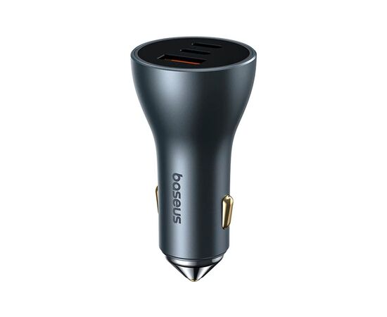 Зарядний пристрій Baseus Golden Contactor Pro GaN Fast Charging Car Charger U+2C 65W Lunar Gray (C00035202841-00), зображення 2 Зарядний пристрій Baseus Golden Contactor Pro GaN Fast Charging Car Charger U+2C 65W Lunar Gray (C00035202841-00), зображення 2