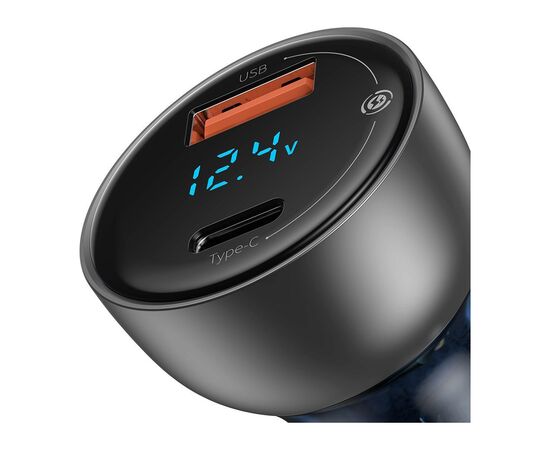 Зарядное устройство Baseus Particular Digital Display QC+PPS Dual Quick Charger Car Charger 65W Shallow tarnish (CCKX-C0A), изображение 4 Зарядное устройство Baseus Particular Digital Display QC+PPS Dual Quick Charger Car Charger 65W Shallow tarnish (CCKX-C0A), изображение 4