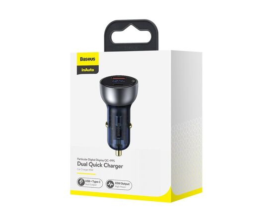 Зарядное устройство Baseus Particular Digital Display QC+PPS Dual Quick Charger Car Charger 65W Shallow tarnish (CCKX-C0A), изображение 5 Зарядное устройство Baseus Particular Digital Display QC+PPS Dual Quick Charger Car Charger 65W Shallow tarnish (CCKX-C0A), изображение 5