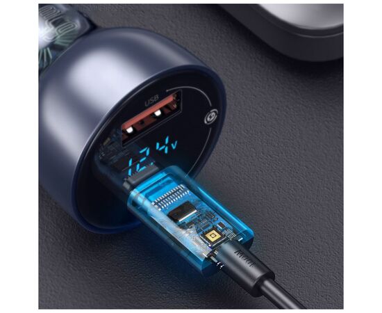 Зарядное устройство Baseus Particular Digital Display QC+PPS Dual Quick Charger Car Charger 65W Shallow tarnish (CCKX-C0A), изображение 7 Зарядное устройство Baseus Particular Digital Display QC+PPS Dual Quick Charger Car Charger 65W Shallow tarnish (CCKX-C0A), изображение 7