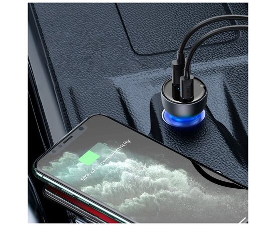 Зарядное устройство Baseus Particular Digital Display QC+PPS Dual Quick Charger Car Charger 65W Shallow tarnish (CCKX-C0A), изображение 8 Зарядное устройство Baseus Particular Digital Display QC+PPS Dual Quick Charger Car Charger 65W Shallow tarnish (CCKX-C0A), изображение 8