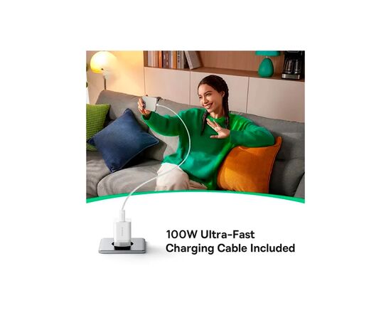 Зарядное устройство Baseus GaN5 Fast Charger USB-C 25W + Cable Type-C 100W white (P10110909213-01), изображение 10 Зарядное устройство Baseus GaN5 Fast Charger USB-C 25W + Cable Type-C 100W white (P10110909213-01), изображение 10