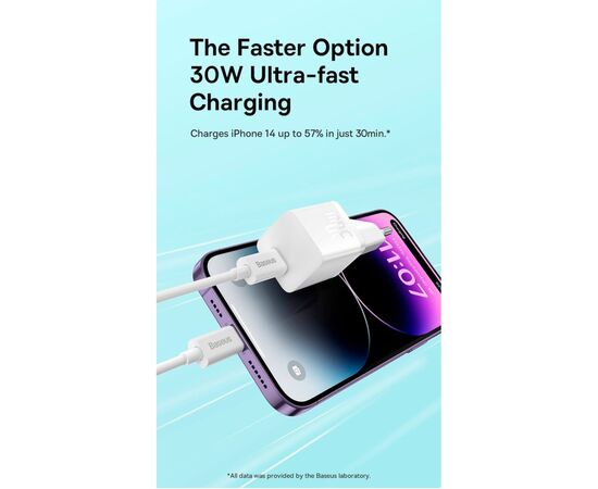 Зарядное устройство Baseus GaN5 Fast Charger USB-C 30W black (CCGN070401), изображение 11 Зарядное устройство Baseus GaN5 Fast Charger USB-C 30W black (CCGN070401), изображение 11