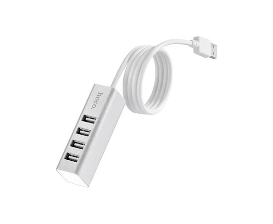 Концентратор HOCO USB 2.0 to 4xUSB Line machine HB1 Silver (6957531038146), изображение 3 Концентратор HOCO USB 2.0 to 4xUSB Line machine HB1 Silver (6957531038146), изображение 3