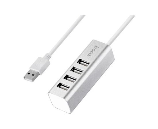 Концентратор HOCO USB 2.0 to 4xUSB Line machine HB1 Silver (6957531038146)