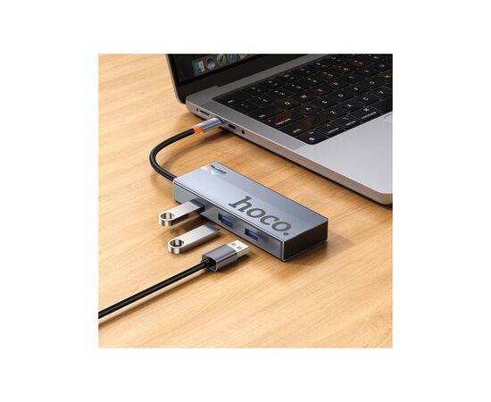 Концентратор HOCO USB-C to HDMI+PD+3xUSB3.0 HB50 Deep Space Gray (6942007647298), изображение 5 Концентратор HOCO USB-C to HDMI+PD+3xUSB3.0 HB50 Deep Space Gray (6942007647298), изображение 5
