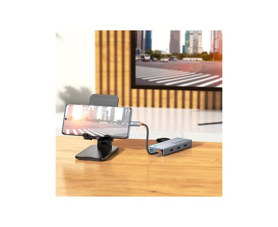 Концентратор HOCO USB-C to HDMI+PD+3xUSB3.0 HB50 Deep Space Gray (6942007647298), изображение 7 Концентратор HOCO USB-C to HDMI+PD+3xUSB3.0 HB50 Deep Space Gray (6942007647298), изображение 7