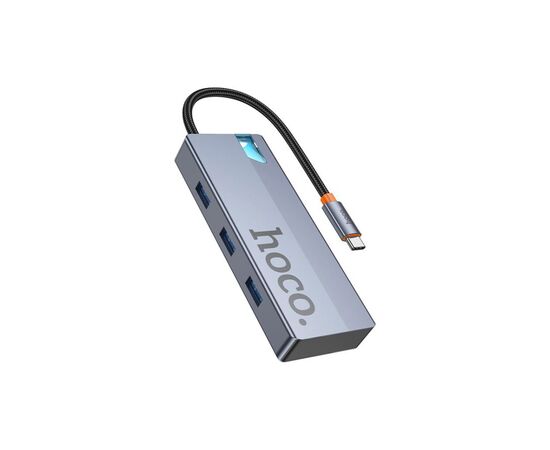 Концентратор HOCO USB-C to HDMI+PD+3xUSB3.0 HB50 Deep Space Gray (6942007647298)