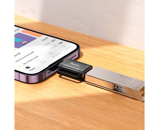 Переходник UA31A Lightning M to USB F OTG Black HOCO (6942007628082), изображение 5 Переходник UA31A Lightning M to USB F OTG Black HOCO (6942007628082), изображение 5