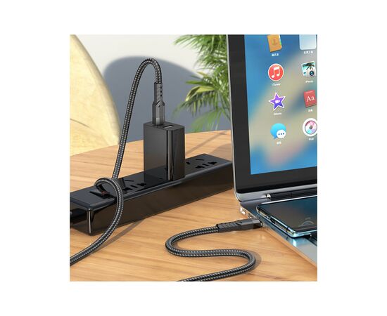 Дата кабель USB-C to USB-C 1.2m 60W U110 black HOCO (6931474770622), изображение 5 Дата кабель USB-C to USB-C 1.2m 60W U110 black HOCO (6931474770622), изображение 5