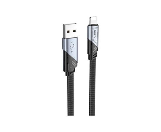 Дата кабель USB 2.0 AM to Lightning 1.2m 2.4A nylon aluminum U125 black HOCO (6942007604987), изображение 2 Дата кабель USB 2.0 AM to Lightning 1.2m 2.4A nylon aluminum U125 black HOCO (6942007604987), изображение 2