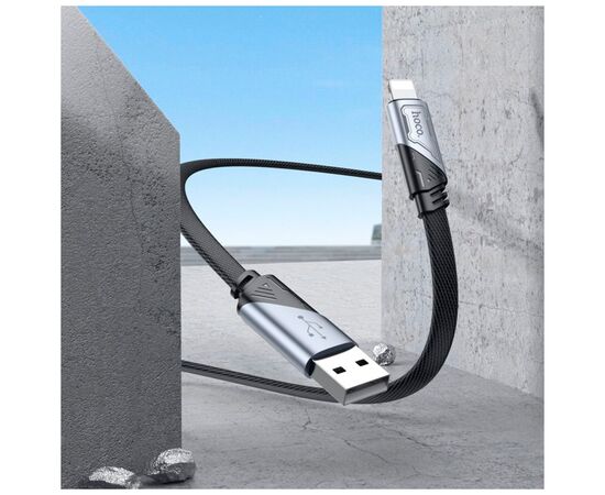 Дата кабель USB 2.0 AM to Lightning 1.2m 2.4A nylon aluminum U125 black HOCO (6942007604987), изображение 5 Дата кабель USB 2.0 AM to Lightning 1.2m 2.4A nylon aluminum U125 black HOCO (6942007604987), изображение 5
