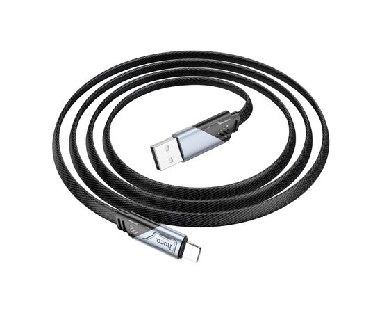 Дата кабель USB 2.0 AM to Lightning 1.2m 2.4A nylon aluminum U125 black HOCO (6942007604987)