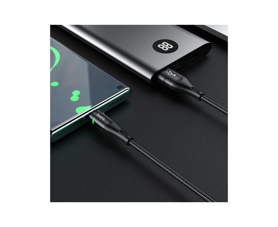 Дата кабель USB 2.0 AM to USB-C 1.2m 3A nylon aluminum with light indicator U93 black HOCO (6931474732170), изображение 5 Дата кабель USB 2.0 AM to USB-C 1.2m 3A nylon aluminum with light indicator U93 black HOCO (6931474732170), изображение 5
