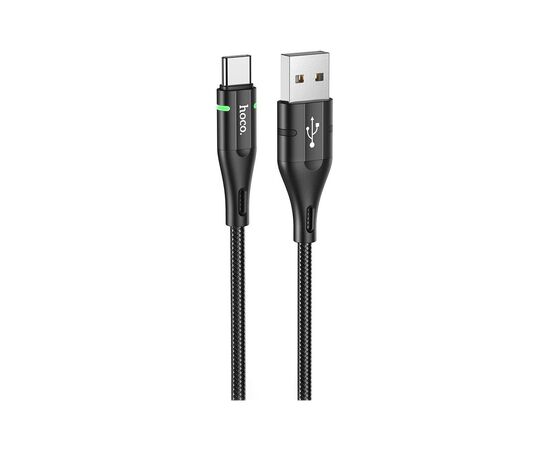 Дата кабель USB 2.0 AM to USB-C 1.2m 3A nylon aluminum with light indicator U93 black HOCO (6931474732170)
