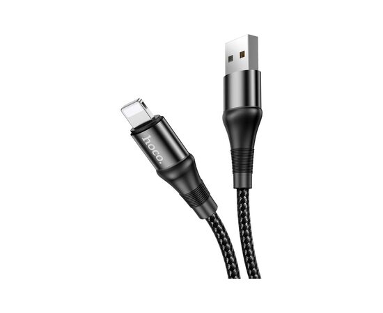 Дата кабель USB 2.0 AM to Lightning 1.0m 2.4A nylon X50 black HOCO (6931474734198), изображение 2