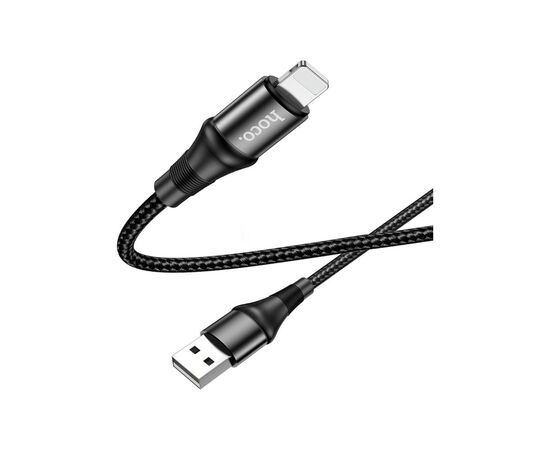 Дата кабель USB 2.0 AM to Lightning 1.0m 2.4A nylon X50 black HOCO (6931474734198), изображение 3