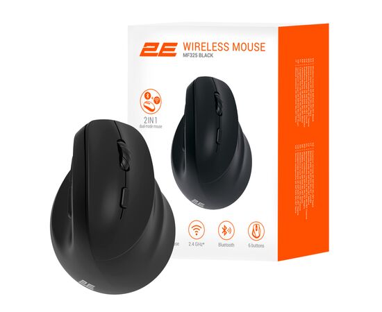 Мышка 2E MF325 Silent Wireless/Bluetooth Black (2E-MF325WBK), изображение 8 Мышка 2E MF325 Silent Wireless/Bluetooth Black (2E-MF325WBK), изображение 8