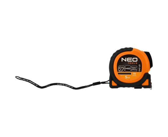 Рулетка Neo Tools Super Black, 5мx19мм, с фиксатором сматывания, магнит (67-242), изображение 6 Рулетка Neo Tools Super Black, 5мx19мм, с фиксатором сматывания, магнит (67-242), изображение 6
