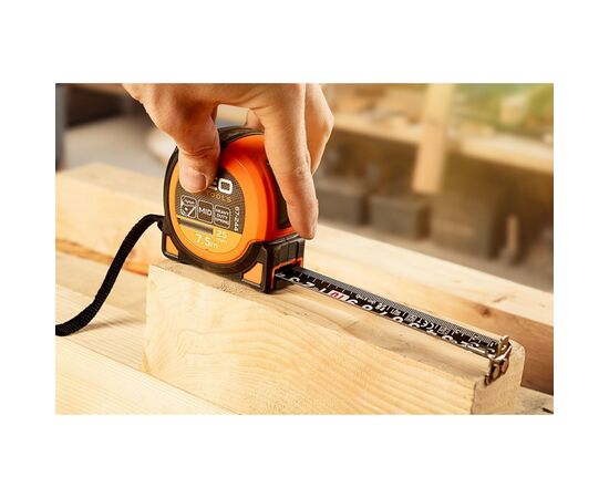 Рулетка Neo Tools Super Black, 7.5мx25мм, с фиксатором сматывания, магнит (67-244), изображение 7 Рулетка Neo Tools Super Black, 7.5мx25мм, с фиксатором сматывания, магнит (67-244), изображение 7