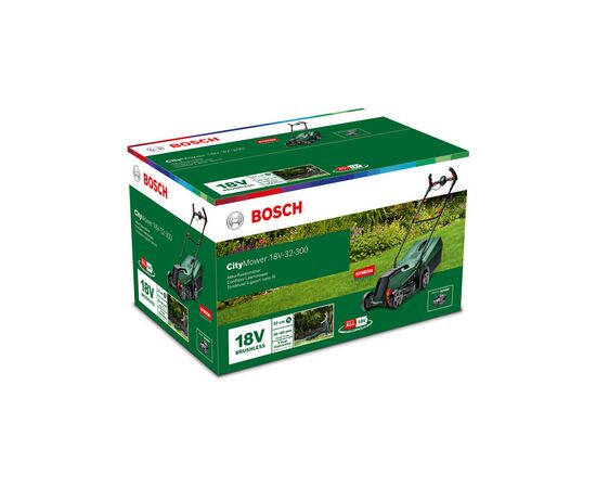 Газонокосилка Bosch CityMower 18V-32-300 18V, 4Ah, 34см, 31л, 30-60мм 9.4кг (0.600.8B9.A07), изображение 11 Газонокосилка Bosch CityMower 18V-32-300 18V, 4Ah, 34см, 31л, 30-60мм 9.4кг (0.600.8B9.A07), изображение 11