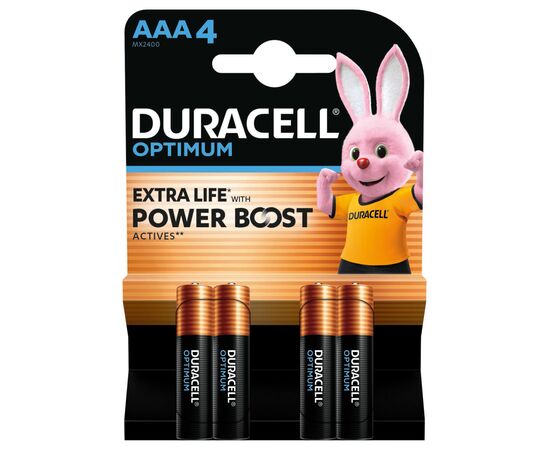 Батарейка Duracell Optimum AAA лужні 4 шт. в упаковці (5015596)