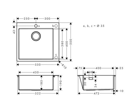 Мойка кухонная Hansgrohe Combi S71 (43301801), изображение 3 Мойка кухонная Hansgrohe Combi S71 (43301801), изображение 3