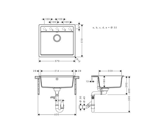 Мойка кухонная Hansgrohe S520-F510 + зміш. Talis M54 (43359800), изображение 5 Мойка кухонная Hansgrohe S520-F510 + зміш. Talis M54 (43359800), изображение 5