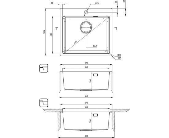 Мойка кухонная Deante Olfato ZPO_D10B + зміш. BQO_D72M (ZPOED10B), изображение 6 Мойка кухонная Deante Olfato ZPO_D10B + зміш. BQO_D72M (ZPOED10B), изображение 6
