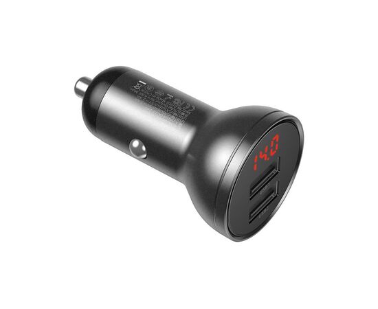 Зарядное устройство Baseus Digital Display Dual USB 4.8A Car Charger 24W+Three Primary Colors 3-in-1 Cable 1.2m (TZCCBX-0G), изображение 2 Зарядное устройство Baseus Digital Display Dual USB 4.8A Car Charger 24W+Three Primary Colors 3-in-1 Cable 1.2m (TZCCBX-0G), изображение 2