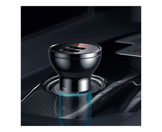 Зарядное устройство Baseus Digital Display Dual USB 4.8A Car Charger 24W+Three Primary Colors 3-in-1 Cable 1.2m (TZCCBX-0G), изображение 7 Зарядное устройство Baseus Digital Display Dual USB 4.8A Car Charger 24W+Three Primary Colors 3-in-1 Cable 1.2m (TZCCBX-0G), изображение 7