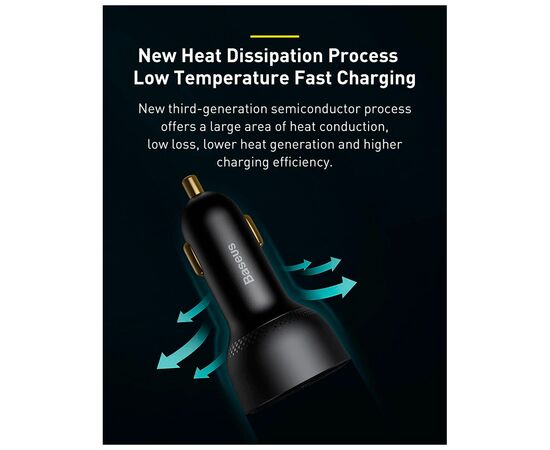 Зарядное устройство Baseus Superme Digital Display PPS Dual Quick Charger Car Charger black (TZCCZX-01), изображение 11 Зарядное устройство Baseus Superme Digital Display PPS Dual Quick Charger Car Charger black (TZCCZX-01), изображение 11