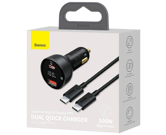 Зарядное устройство Baseus Superme Digital Display PPS Dual Quick Charger Car Charger black (TZCCZX-01), изображение 6 Зарядное устройство Baseus Superme Digital Display PPS Dual Quick Charger Car Charger black (TZCCZX-01), изображение 6
