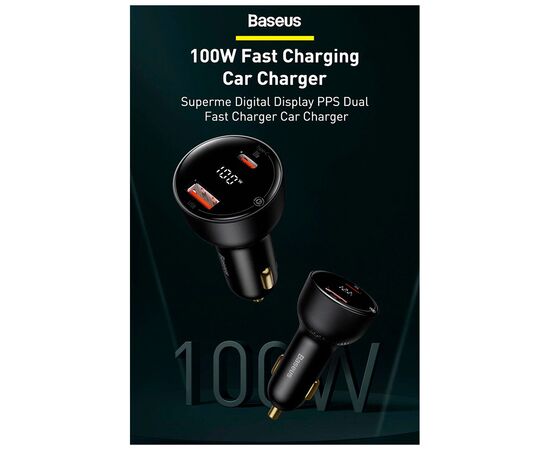Зарядное устройство Baseus Superme Digital Display PPS Dual Quick Charger Car Charger black (TZCCZX-01), изображение 7 Зарядное устройство Baseus Superme Digital Display PPS Dual Quick Charger Car Charger black (TZCCZX-01), изображение 7
