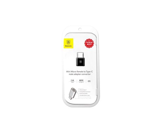 Переходник Micro USB F To USB-C M Adapter Black Baseus (CAMOTG-01), изображение 2 Переходник Micro USB F To USB-C M Adapter Black Baseus (CAMOTG-01), изображение 2
