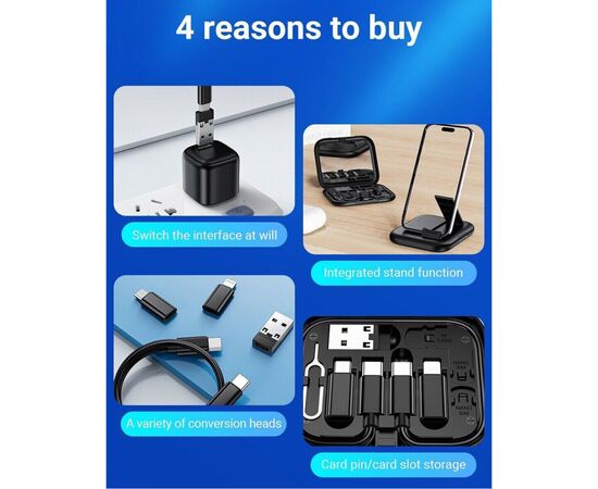 Дата кабель USB charging cable set Treasure box U114 black HOCO (6931474790750), изображение 10 Дата кабель USB charging cable set Treasure box U114 black HOCO (6931474790750), изображение 10