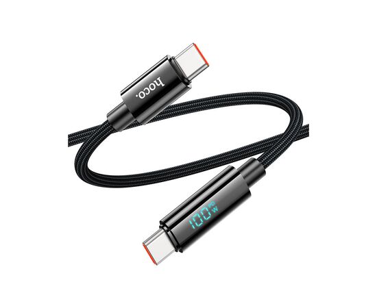 Дата кабель USB-C to USB-C 1.0m Benefit with display 100W U141 black HOCO (6942007611930), изображение 2 Дата кабель USB-C to USB-C 1.0m Benefit with display 100W U141 black HOCO (6942007611930), изображение 2