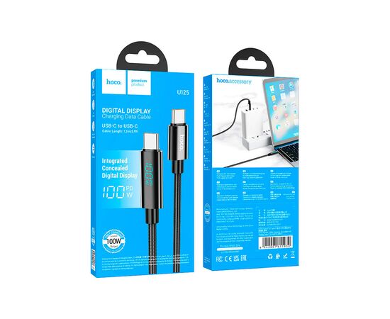 Дата кабель USB-C to USB-C 1.0m Benefit with display 100W U141 black HOCO (6942007611930), изображение 4 Дата кабель USB-C to USB-C 1.0m Benefit with display 100W U141 black HOCO (6942007611930), изображение 4
