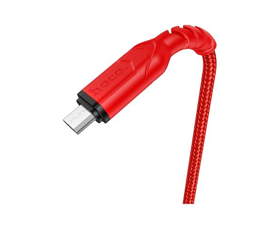 Дата кабель USB 2.0 AM to Micro 5P 1.0m 2.4A nylon X59 red HOCO (6931474744906), изображение 2
