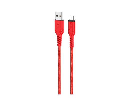 Дата кабель USB 2.0 AM to Micro 5P 1.0m 2.4A nylon X59 red HOCO (6931474744906)