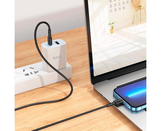 Дата кабель USB-C to Lightning 1.0m 20W PVC X83 black HOCO (6931474770844), изображение 6 Дата кабель USB-C to Lightning 1.0m 20W PVC X83 black HOCO (6931474770844), изображение 6