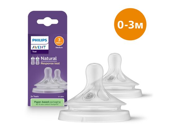 Соска Philips AVENT Natural медленный поток 1+ мес 2 шт (SCY963/02)
