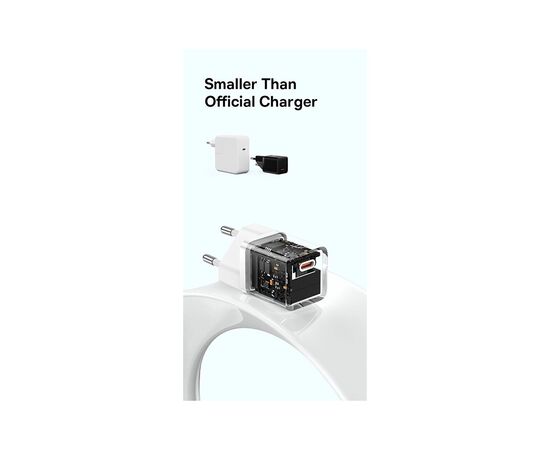Зарядное устройство Baseus GaN5 Fast Charger USB-C 30W + Cable 1.0m Type-C 100W white (P10110902213-00), изображение 10 Зарядное устройство Baseus GaN5 Fast Charger USB-C 30W + Cable 1.0m Type-C 100W white (P10110902213-00), изображение 10
