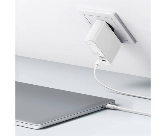 Зарядное устройство Baseus GaN5 Pro Fast Charger 2C+U 140W + Cable 1.0m Type-C 240W white (CCGP100202), изображение 10 Зарядное устройство Baseus GaN5 Pro Fast Charger 2C+U 140W + Cable 1.0m Type-C 240W white (CCGP100202), изображение 10