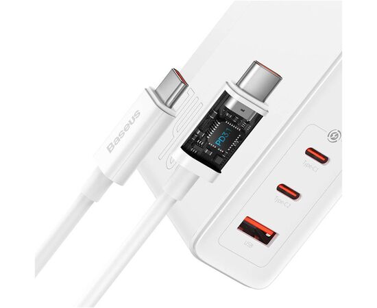 Зарядное устройство Baseus GaN5 Pro Fast Charger 2C+U 140W + Cable 1.0m Type-C 240W white (CCGP100202), изображение 9 Зарядное устройство Baseus GaN5 Pro Fast Charger 2C+U 140W + Cable 1.0m Type-C 240W white (CCGP100202), изображение 9