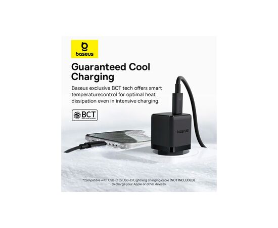Зарядний пристрій Baseus Palm Fast Charger 1C 20W + Cable 1.0m Type-C 60W black (P10111602113-01), зображення 9 Зарядний пристрій Baseus Palm Fast Charger 1C 20W + Cable 1.0m Type-C 60W black (P10111602113-01), зображення 9