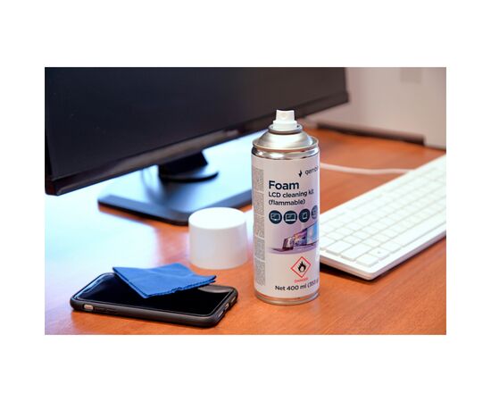 Спрей для очистки Gembird Foam, LCD cleaning kit, 400ml, steel (CK-LCD-08), изображение 4 Спрей для очистки Gembird Foam, LCD cleaning kit, 400ml, steel (CK-LCD-08), изображение 4